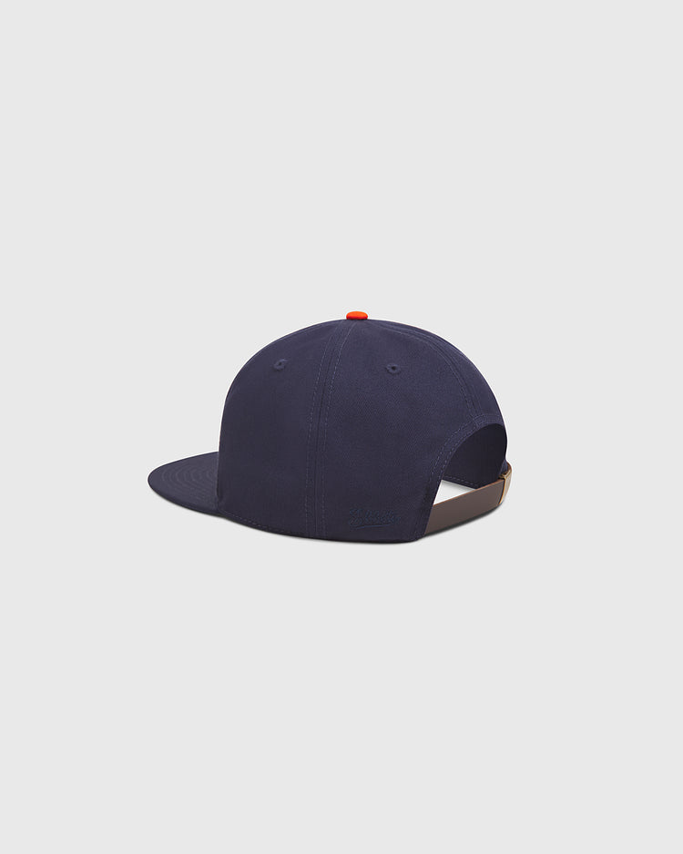 The San Francisco Seals Mascot Adjustable Cotton Cap by Ebbets Field is displayed from the back, highlighting its curved brim, stitched panels, and an adjustable strap with a metal clasp. The backdrop is a simple light gray.