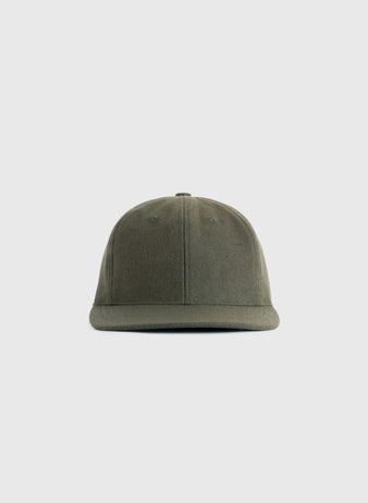 The EFF Olive Wool Ballcap is displayed from the front against a light gray background.