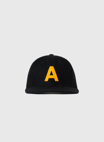 The EFF Army 1957 Authentic Wool Ballcap is black with a bold yellow A embroidered on the front, shown against a plain light gray background.