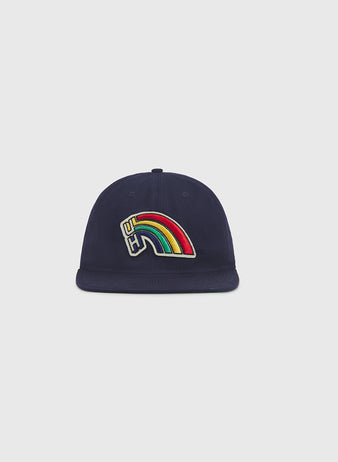 The Ebbets Field University of Hawaii Rainbow Warriors Cotton Twill Ballcap features a navy blue design with a colorful rainbow patch and 