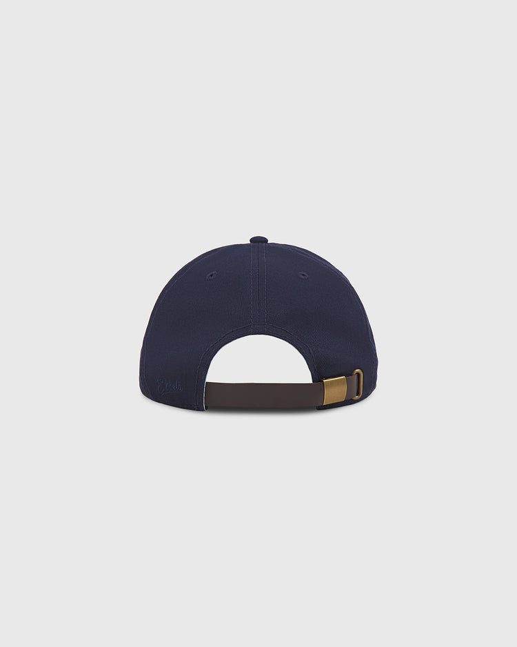 The Ebbets Field University of Hawaii Rainbow Warriors Cotton Twill Ballcap, shown from the back, features a brown adjustable strap with a gold buckle against a plain light background.