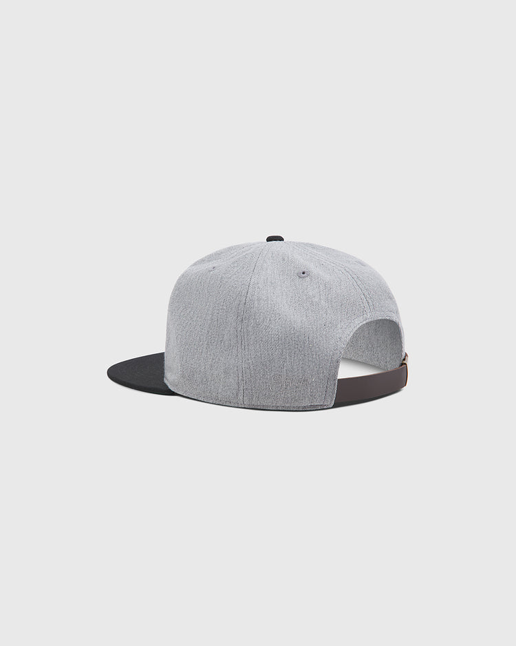 The Ebbets Field Baltimore Elite Giants 1949 Cotton Twill Ballcap is shown from the back, highlighting its adjustable strap and slightly curved black brim. The grey cotton twill cap, set against a plain white background, captures the classic style worn by Negro League teams like the Baltimore Elite Giants.