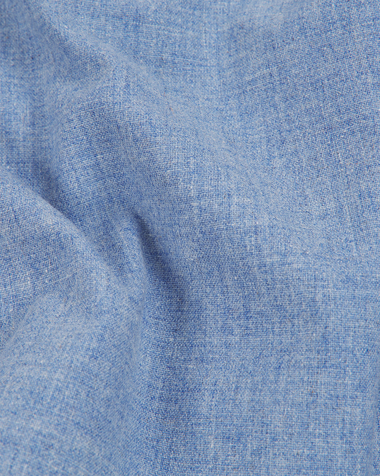 Close-up of the Chunichi Dragons 1969 Authentic Wool Road Jersey by Ebbets Field, highlighting its light blue wool fabric with a fine weave pattern and gentle folds, evoking the classic texture and look of vintage baseball jerseys.