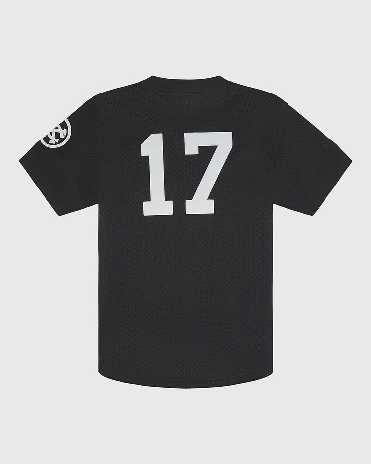 Black Kansas City Monarchs 1924 Road Jersey V-Neck Mesh with the number 17 in white on the back and a team logo patch on the right sleeve.