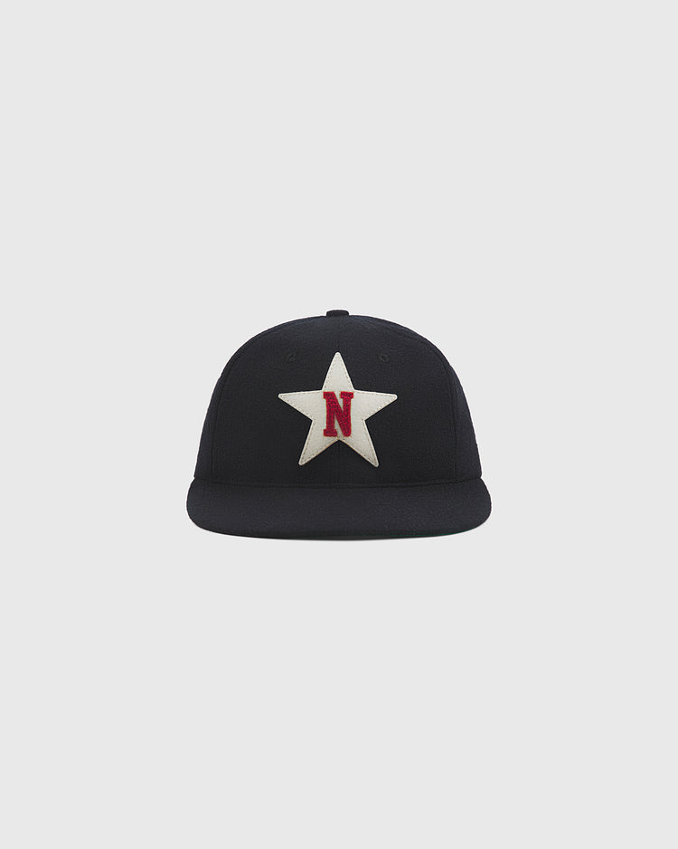 Black Nashville Stars Authentic Wool Ballcap featuring a white star patch on the front with a red letter N.