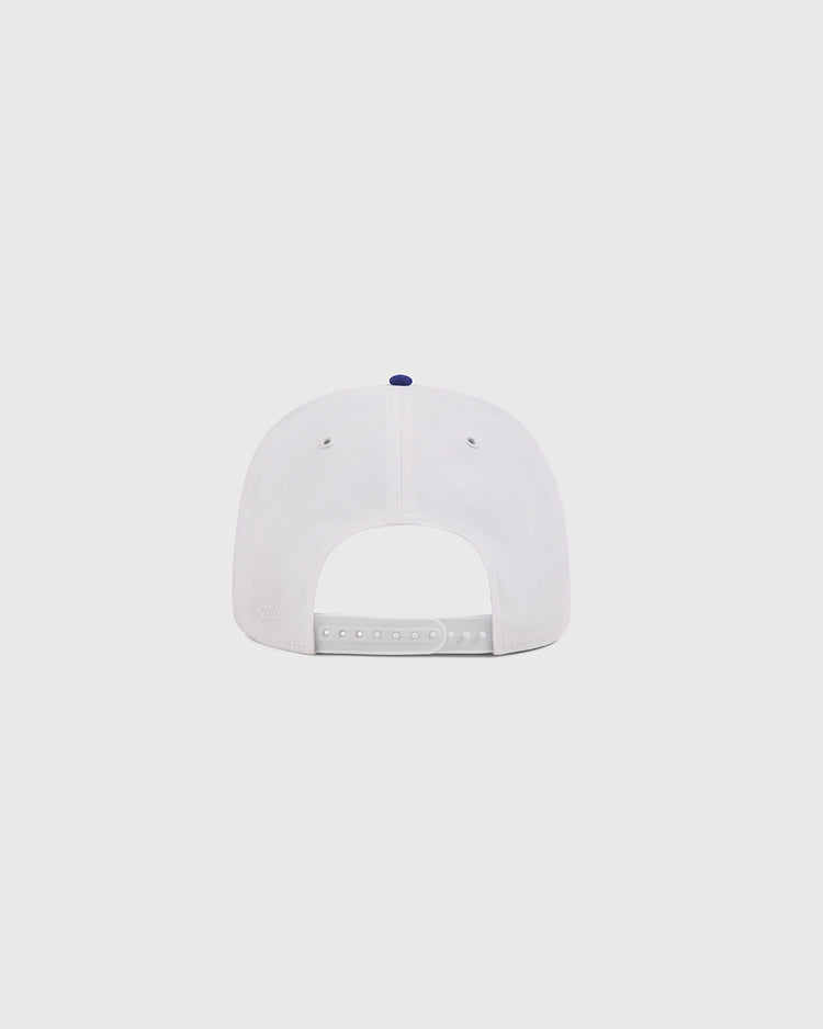 The Philadelphia Stars A-Frame Cotton Twill Ballcap by Ebbets Field is shown from the back in white, highlighting its adjustable snap closure and two small ventilation holes on each side.