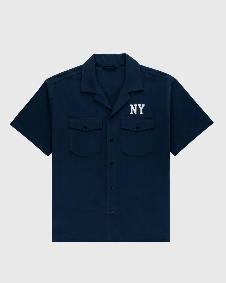 Ebbets Cotton Linen Grounds Crew Short Sleeve Workshirt
