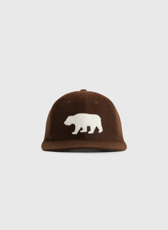 The EFF Mission Bears Vintage Inspired Wool Ballcap in brown features a white 1926 logo on the front, shown against a light gray background.