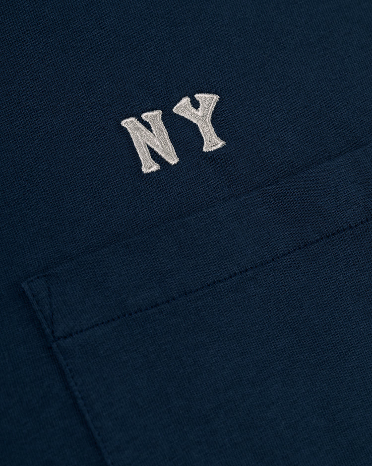 New York Black Yankees Embroidered 'NY' Long Sleeve Pocket Tee