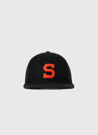 The EFF San Diego Padres (PCL) Authentic Wool Ballcap, featuring a bold orange S on black wool, is displayed against a plain light gray background.