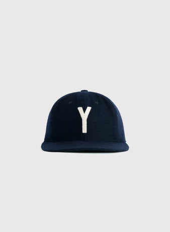 The EFF Yale University 1948 Authentic Wool Ballcap is a navy blue cap featuring a large white Y on the front, set against a plain light gray background.