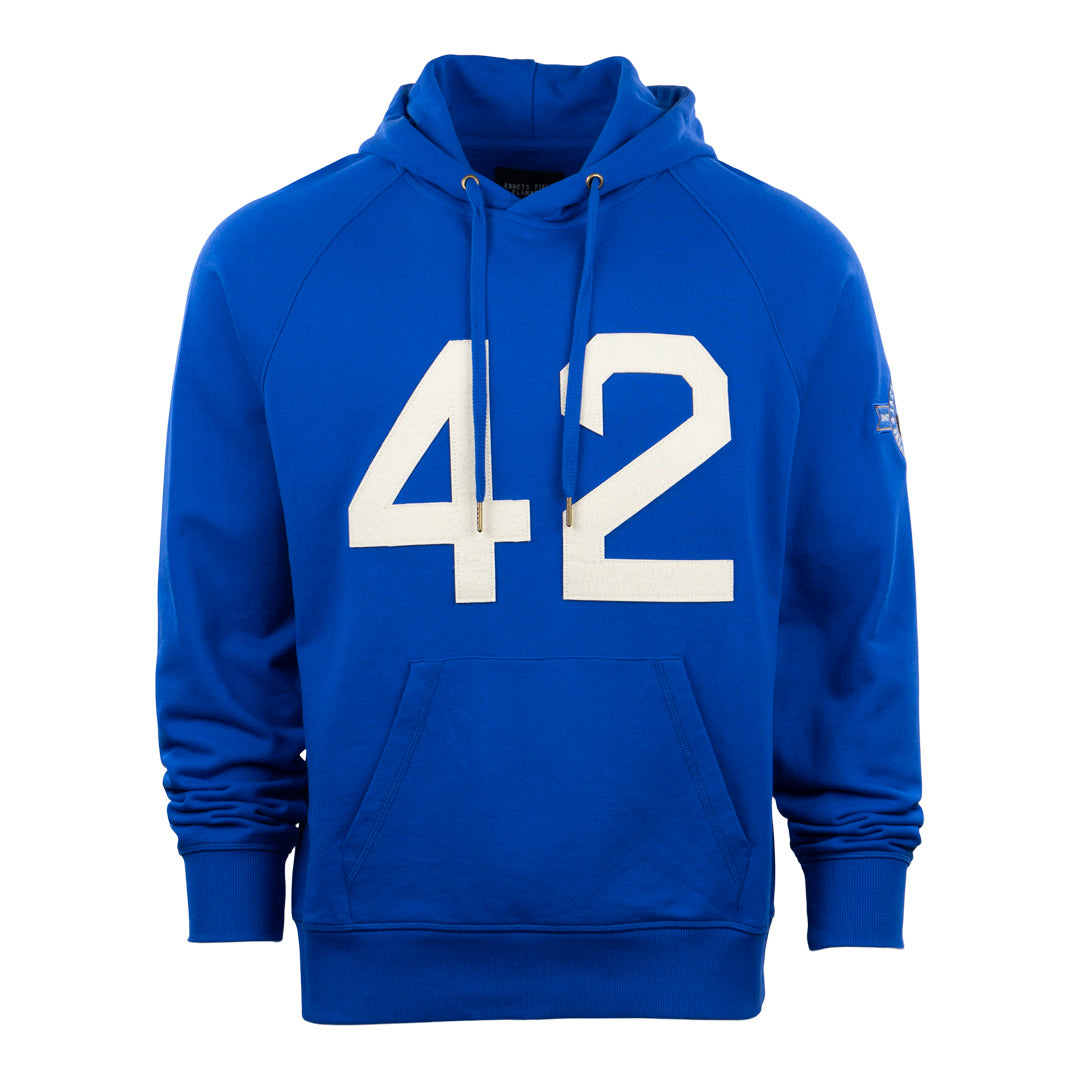 Jackie Robinson French Terry Script Hooded Sweatshirt - Royal Blue