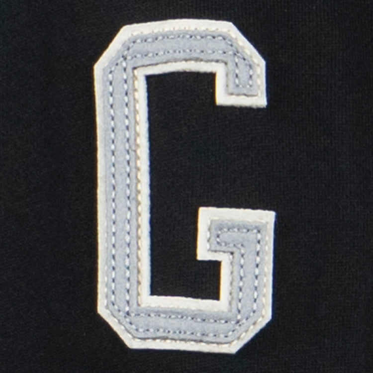 The EFF Homestead Grays French Terry Script Hooded Sweatshirt in black features a large, white and gray stitched letter G, honoring Pittsburghs legendary Negro League team.