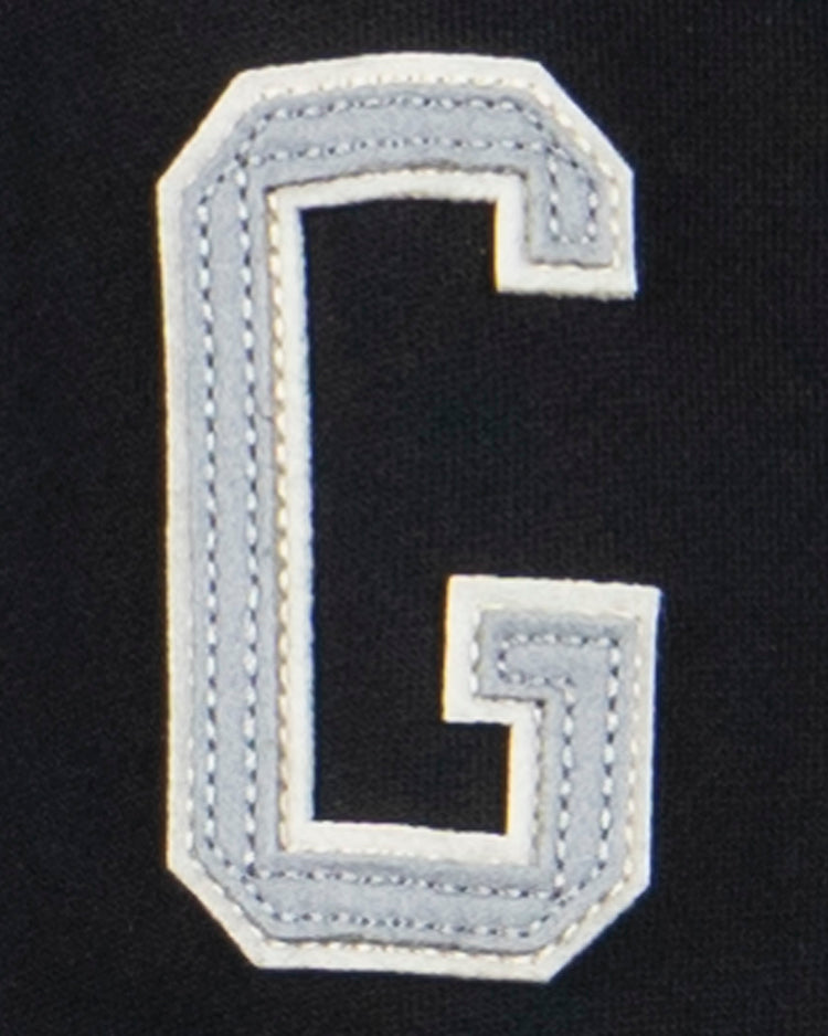 The EFF Homestead Grays French Terry Script Hooded Sweatshirt in black features a large, white and gray stitched letter G, honoring Pittsburghs legendary Negro League team.