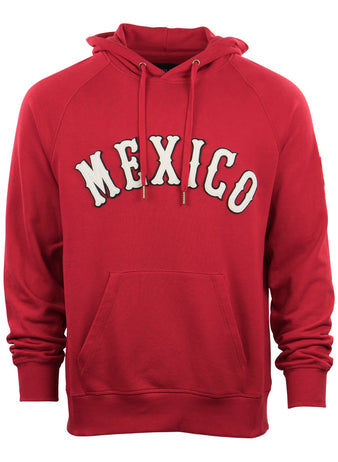 Stay warm in the EFF Mexico City Red Devils French Terry Script Hooded Sweatshirt, featuring a front pocket and bold white Mexico script—ideal for fans of the Mexican national baseball team.