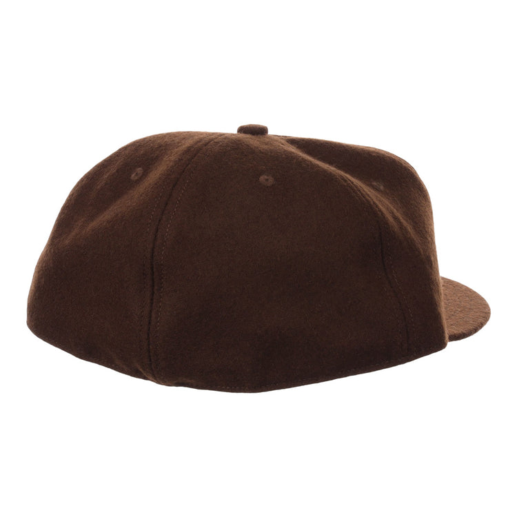 The Salt Lake Bees Vintage Inspired Ballcap by EFF features a brown design with a rounded crown and top button. Viewed from the back, it has a simple, logo-free look that highlights its classic style.