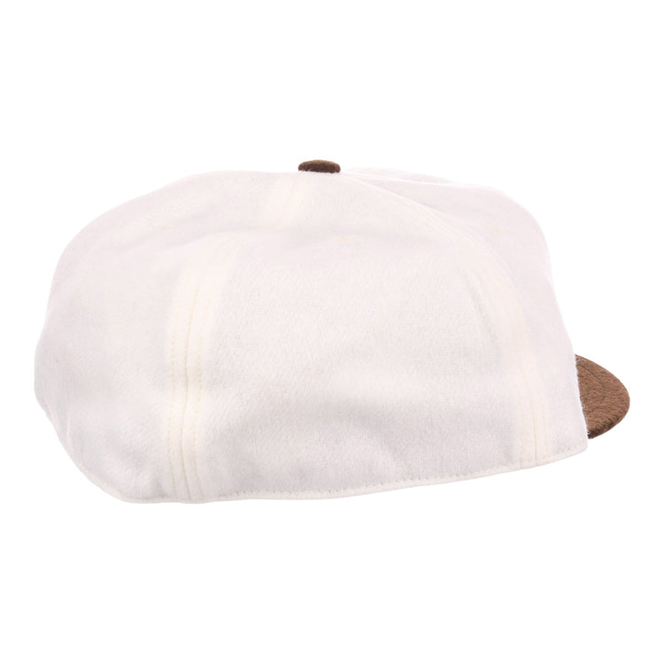 The Los Angeles Monarchs Vintage Inspired Ballcap by EFF is a white flat cap with subtle stitching and a small brown button on top, displayed from a side angle against a plain background.