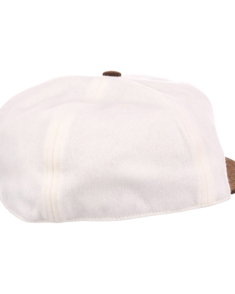 The Los Angeles Monarchs Vintage Inspired Ballcap by EFF is a white flat cap with subtle stitching and a small brown button on top, displayed from a side angle against a plain background.