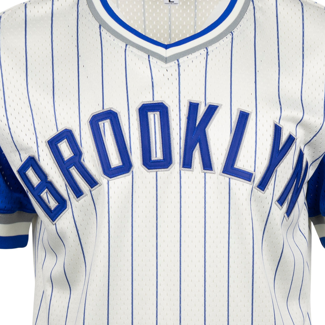 Ebbets Field Flannels Brooklyn Royal Giants Vintage Inspired NL Pinstripe Replica V-Neck Mesh Jersey