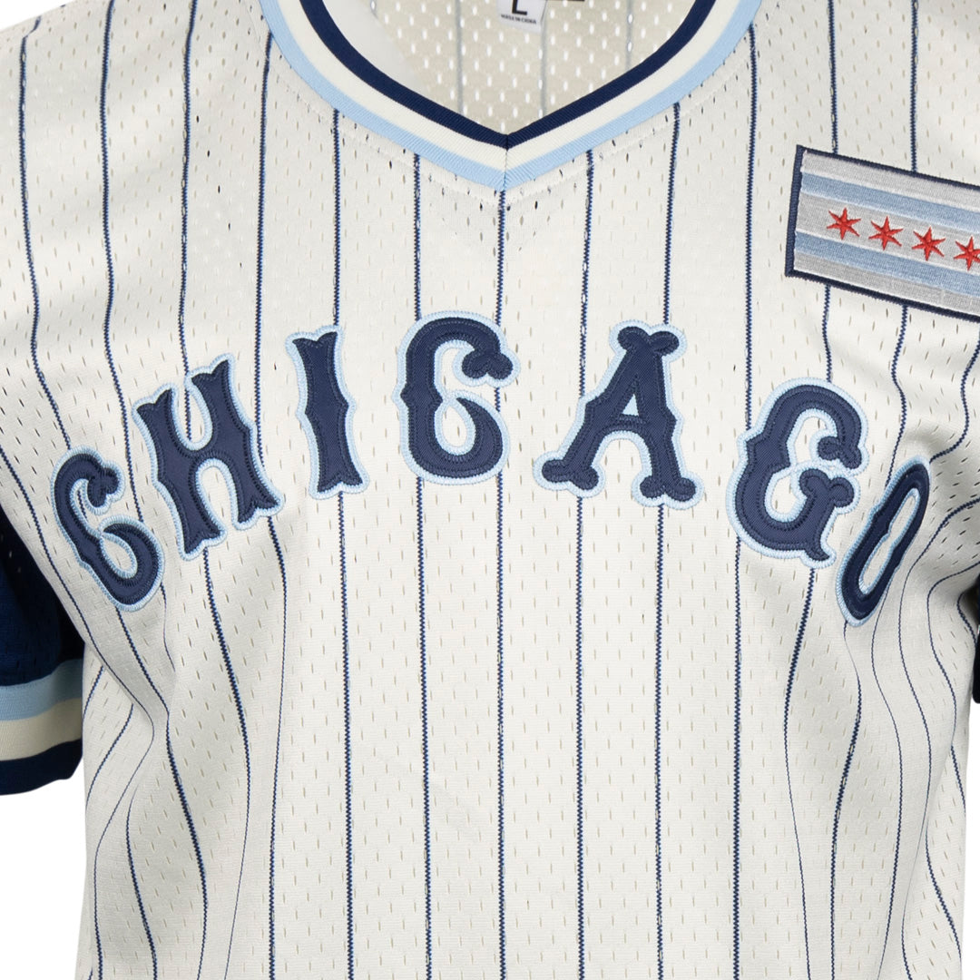 Chicago American Giants Vintage Inspired NL Pinstripe Replica V-Neck Mesh Jersey