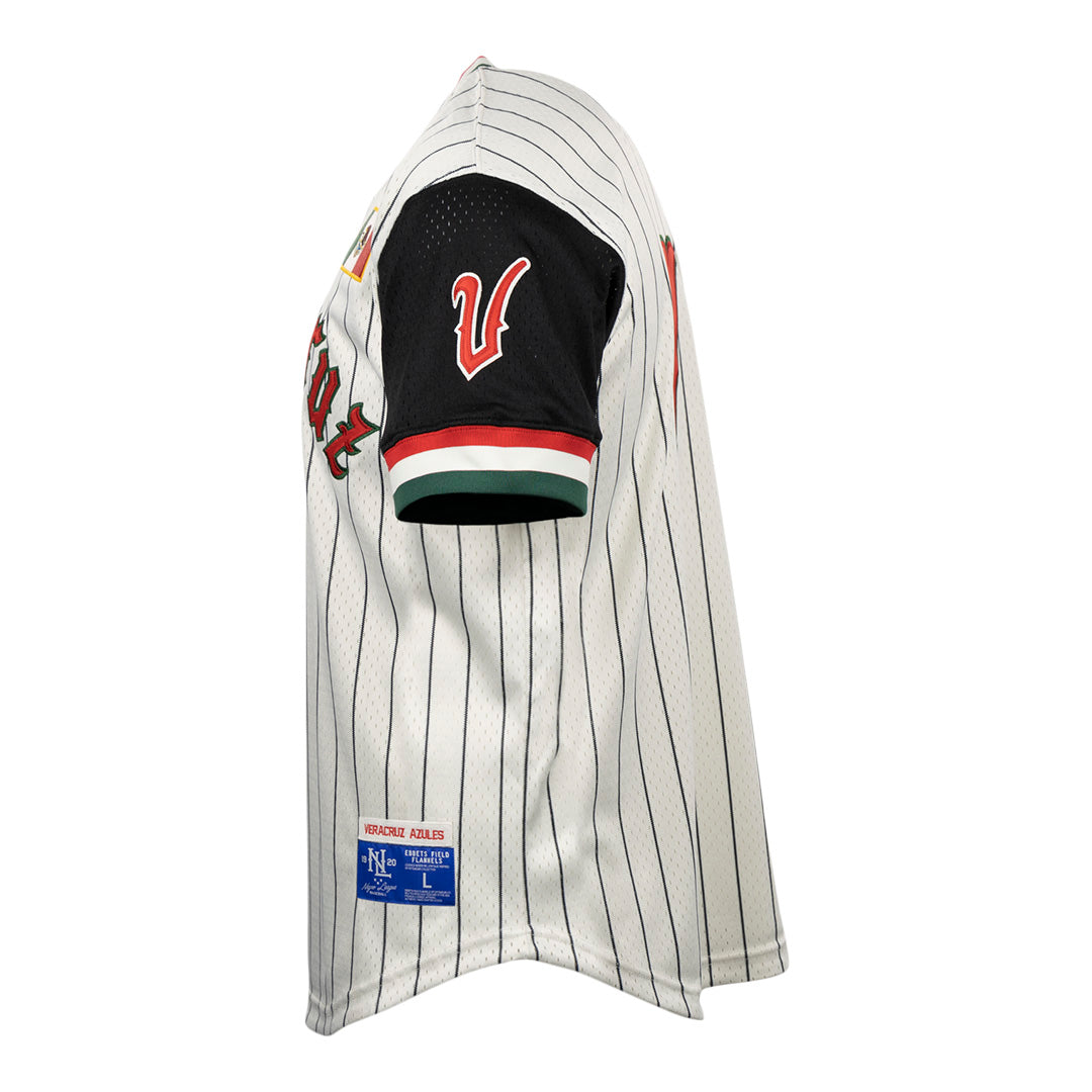 Veracruz Azules Vintage Inspired NL Pinstripe Replica V-Neck Mesh Jersey