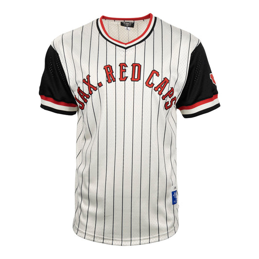 Jax Red Caps Vintage Inspired NL Pinstripe Replica V-Neck Mesh Jersey