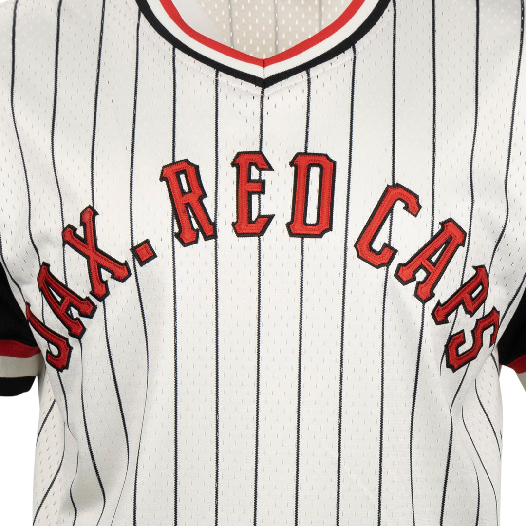 Jax Red Caps Vintage Inspired NL Pinstripe Replica V-Neck Mesh Jersey