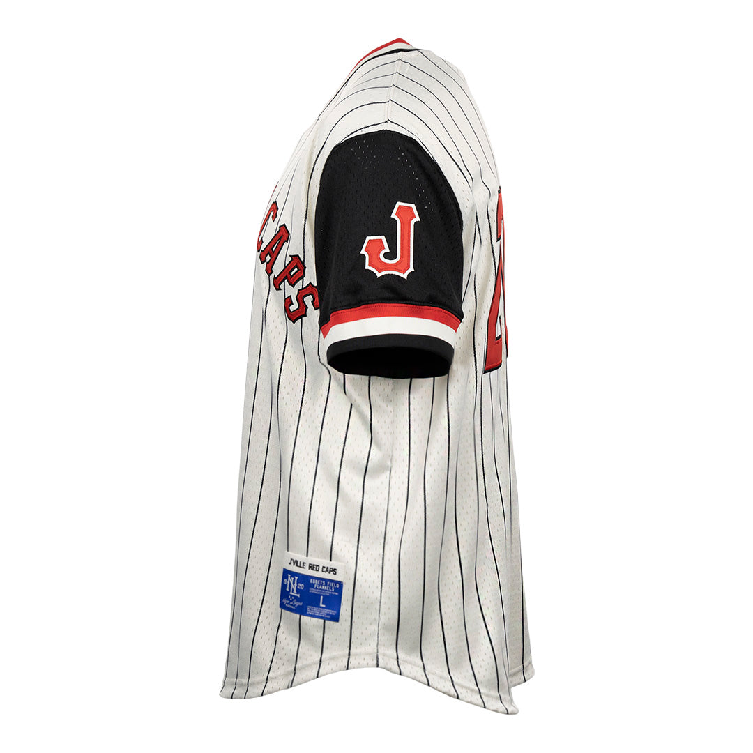 Jax Red Caps Vintage Inspired NL Pinstripe Replica V-Neck Mesh Jersey