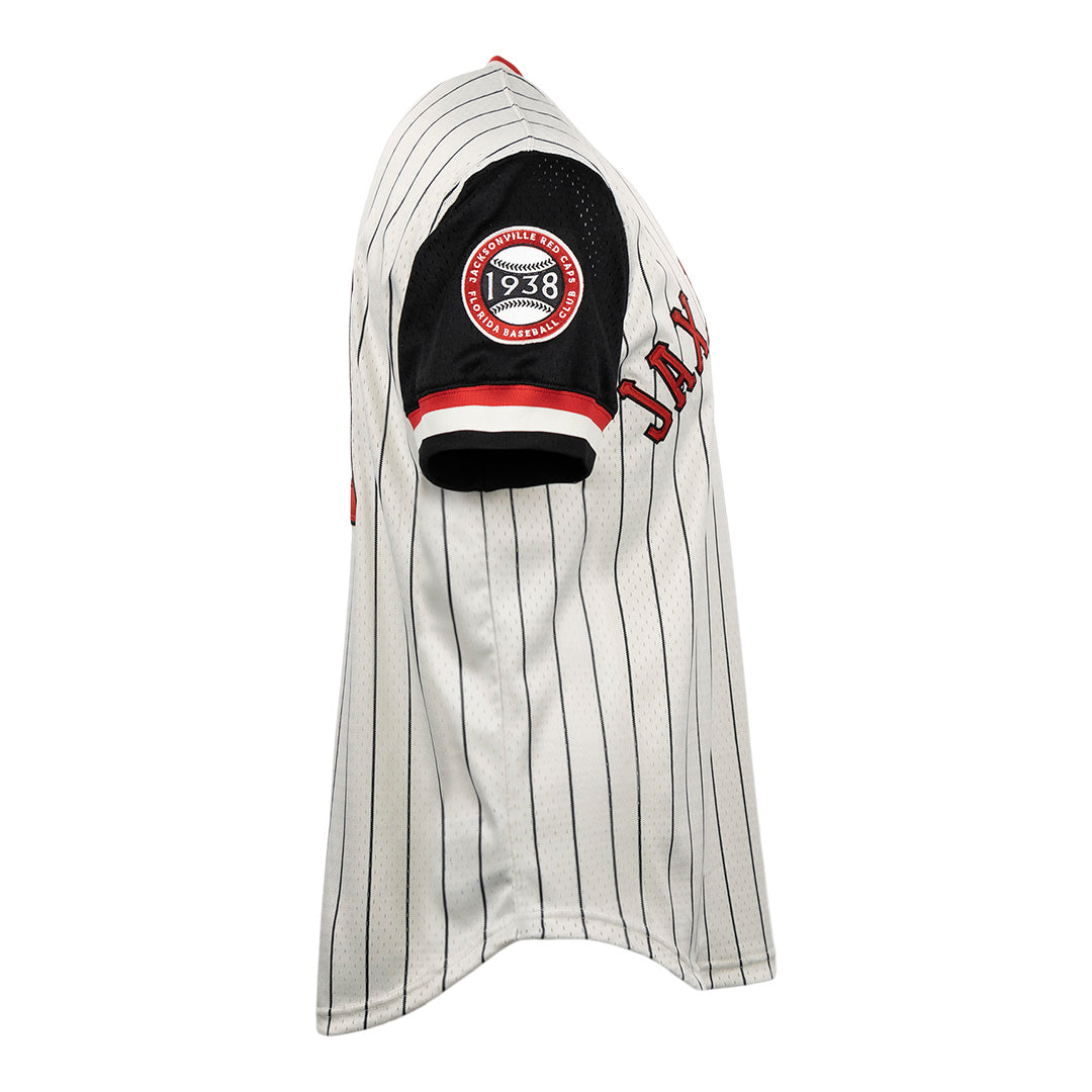 Jax Red Caps Vintage Inspired NL Pinstripe Replica V-Neck Mesh Jersey