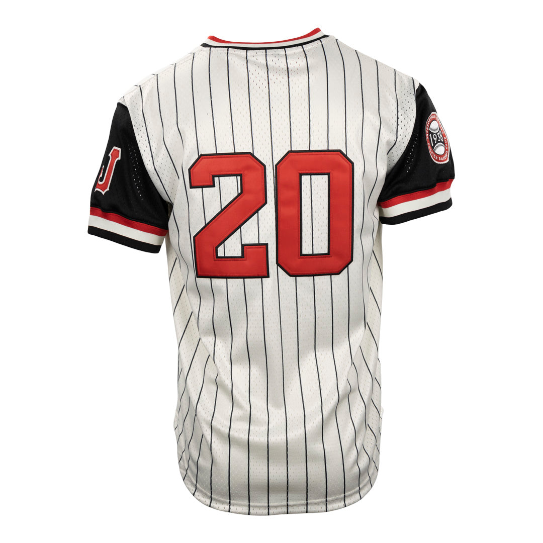 Jax Red Caps Vintage Inspired NL Pinstripe Replica V-Neck Mesh Jersey