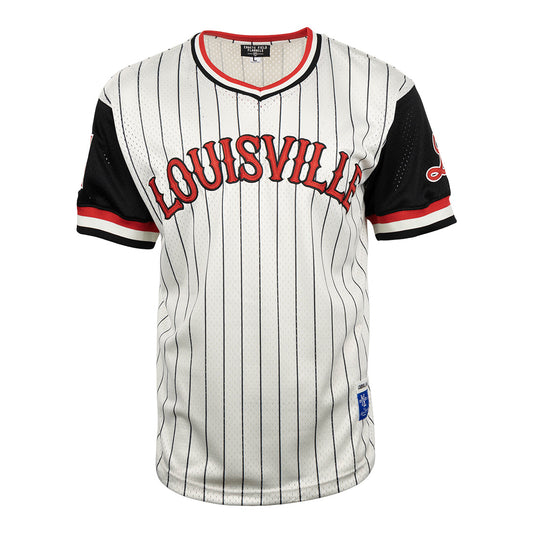 Louisville Black Caps Vintage Inspired NL Pinstripe Replica V-Neck Mesh Jersey