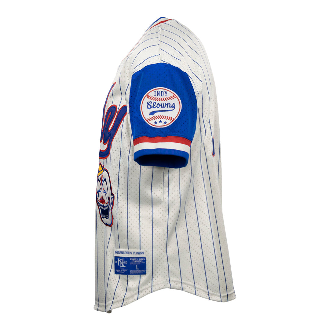 Indianapolis Clowns Vintage Inspired NL Pinstripe Replica V-Neck Mesh Jersey