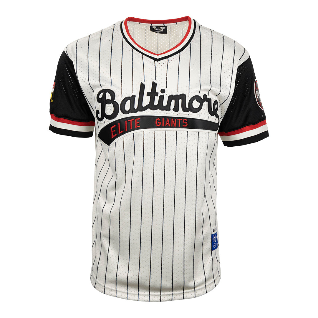 Baltimore Elite Giants Vintage Inspired NL Pinstripe Replica V-Neck Mesh Jersey