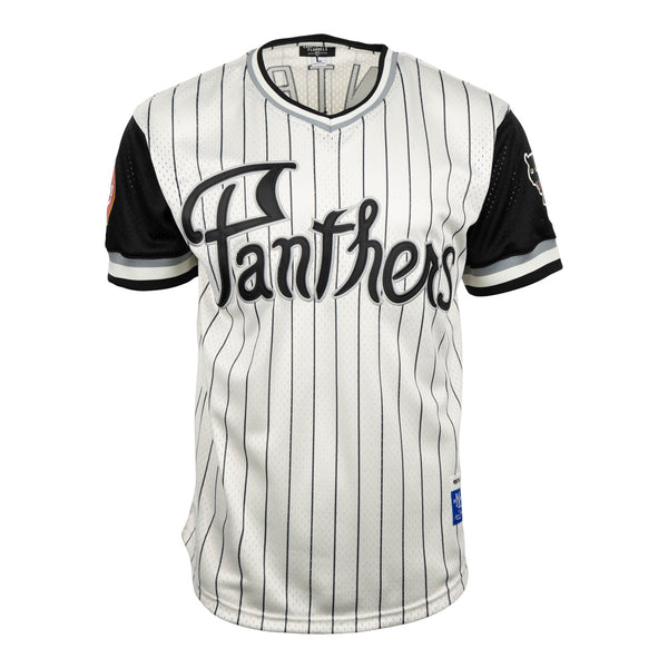 Ebbets Field Flannels New York Black Yankees Vintage Inspired NL Pinstripe Replica V-Neck Mesh Jersey