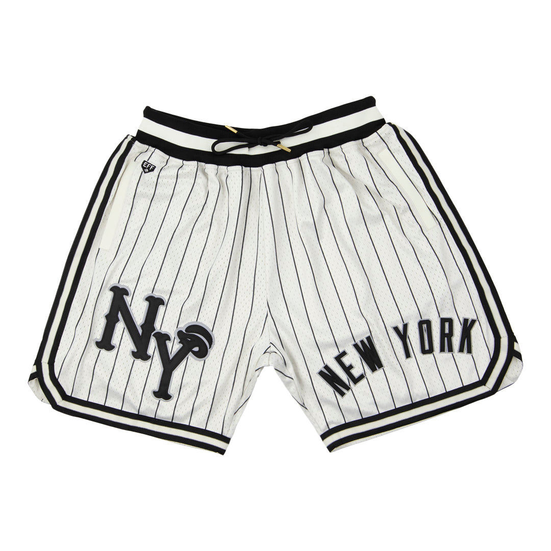 New York Black Yankees Vintage Inspired NL Replica Pinstripe Mesh Shorts