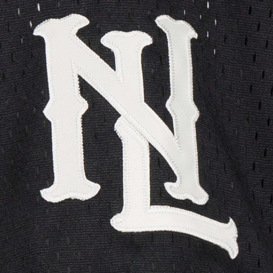 Negro League Allover Vintage Inspired NL Replica V-Neck Mesh Jersey - Black