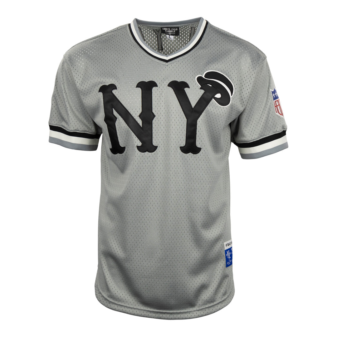 New York Black Yankees Vintage Inspired NL Replica V-Neck Mesh Jersey - Gray