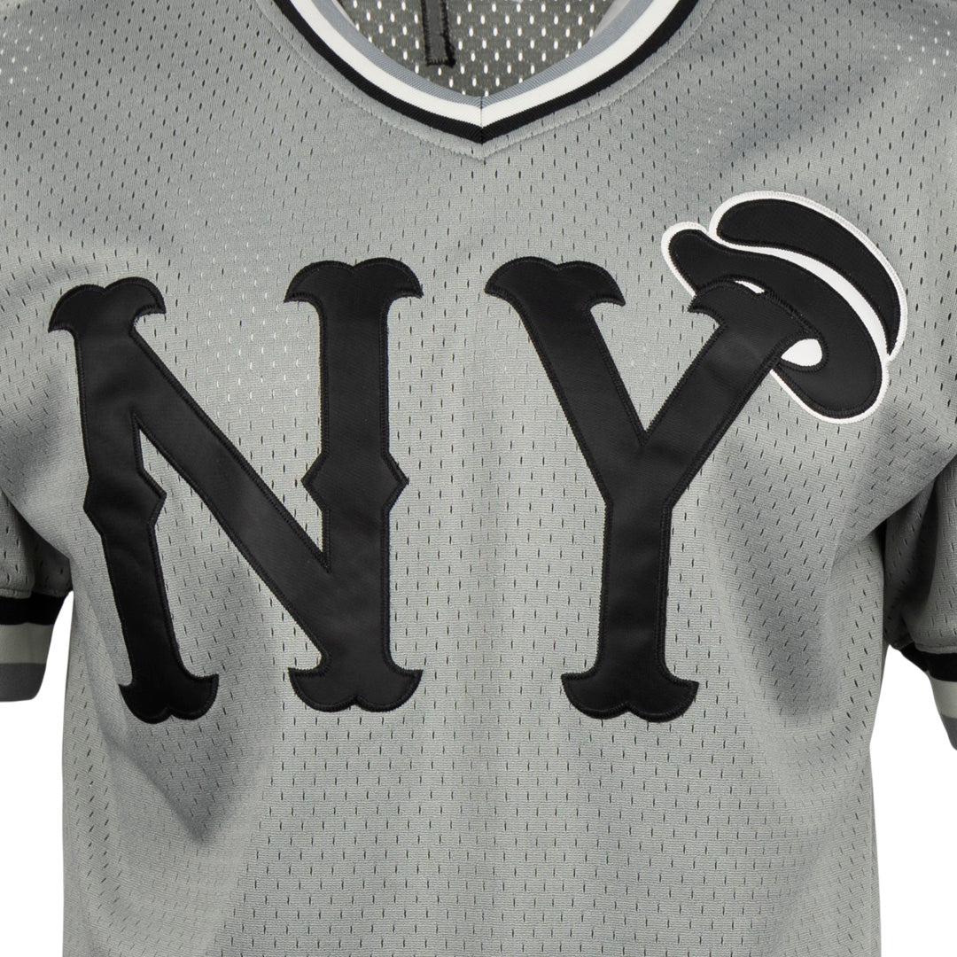 Men's New York Black Yankees #25 Rings & Crwns Cream Mesh Button-Down  Replica Jersey