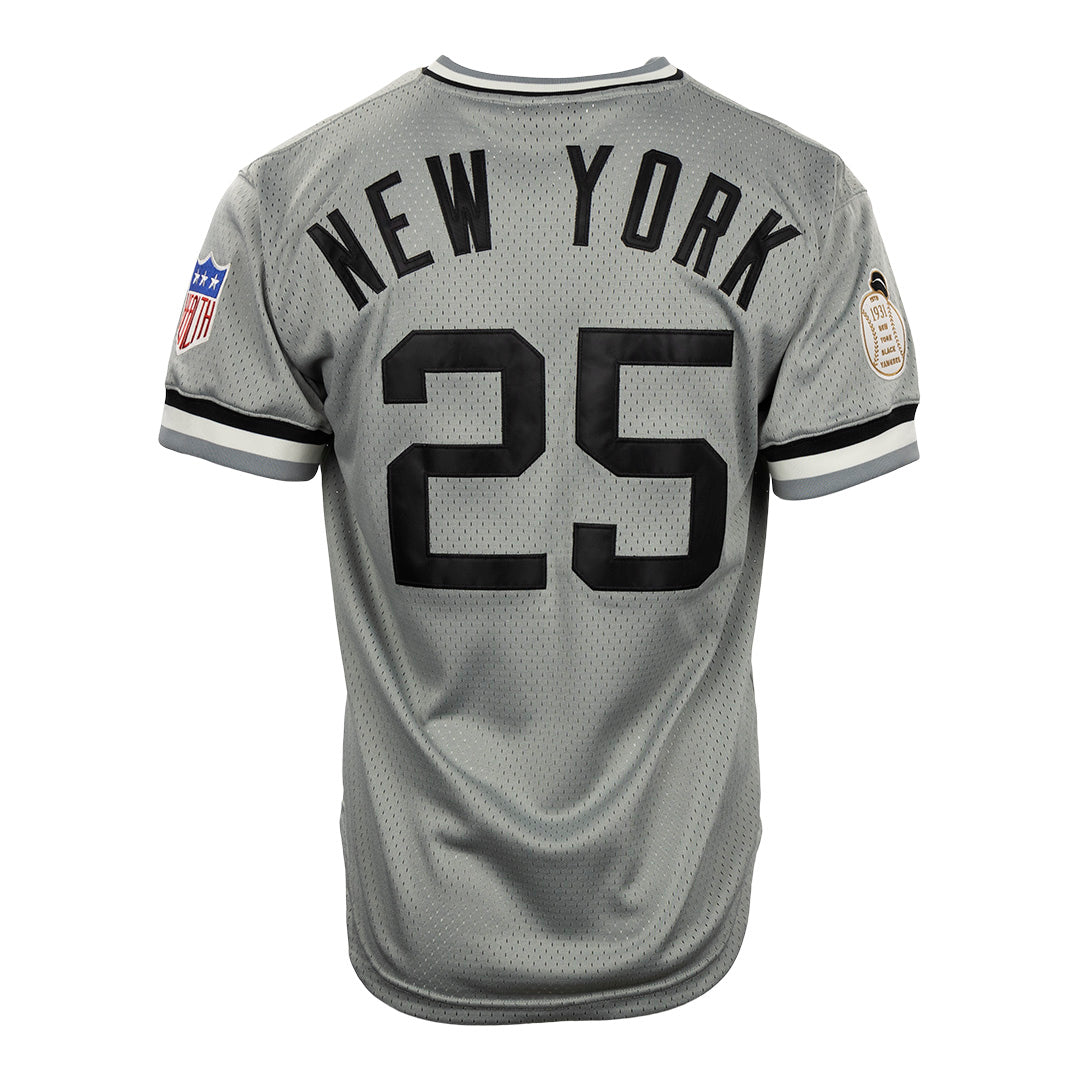 New York Black Yankees Vintage Inspired NL Replica V-Neck Mesh Jersey - Gray