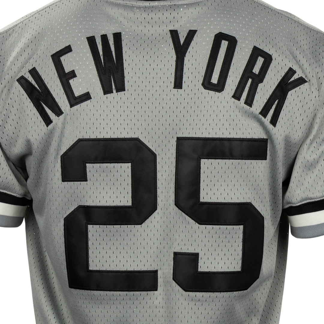 Ebbets Field Flannels New York Black Yankees Vintage Inspired NL Replica V-Neck Mesh Jersey - Gray