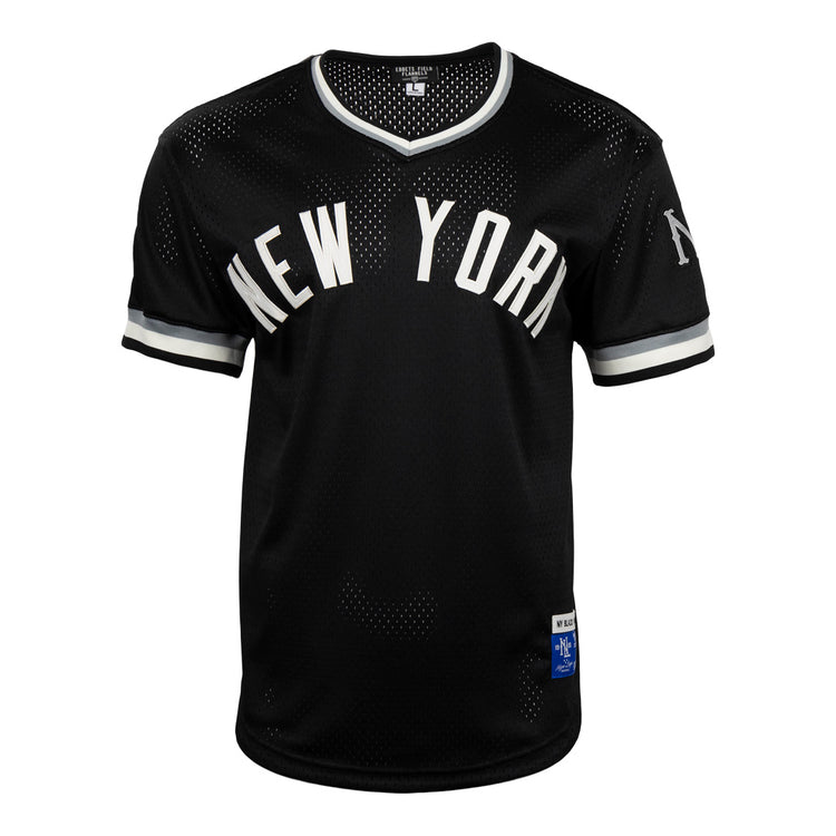 New York Black Yankees Vintage Inspired NL Replica V-Neck Mesh Jersey - Black