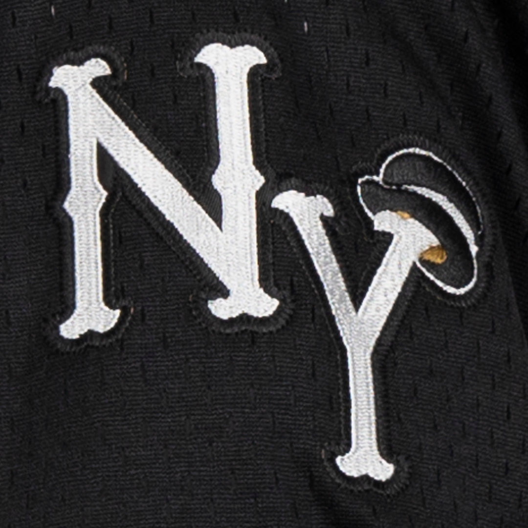 Men's New York Black Yankees #25 Rings & Crwns Cream Mesh Button-Down  Replica Jersey