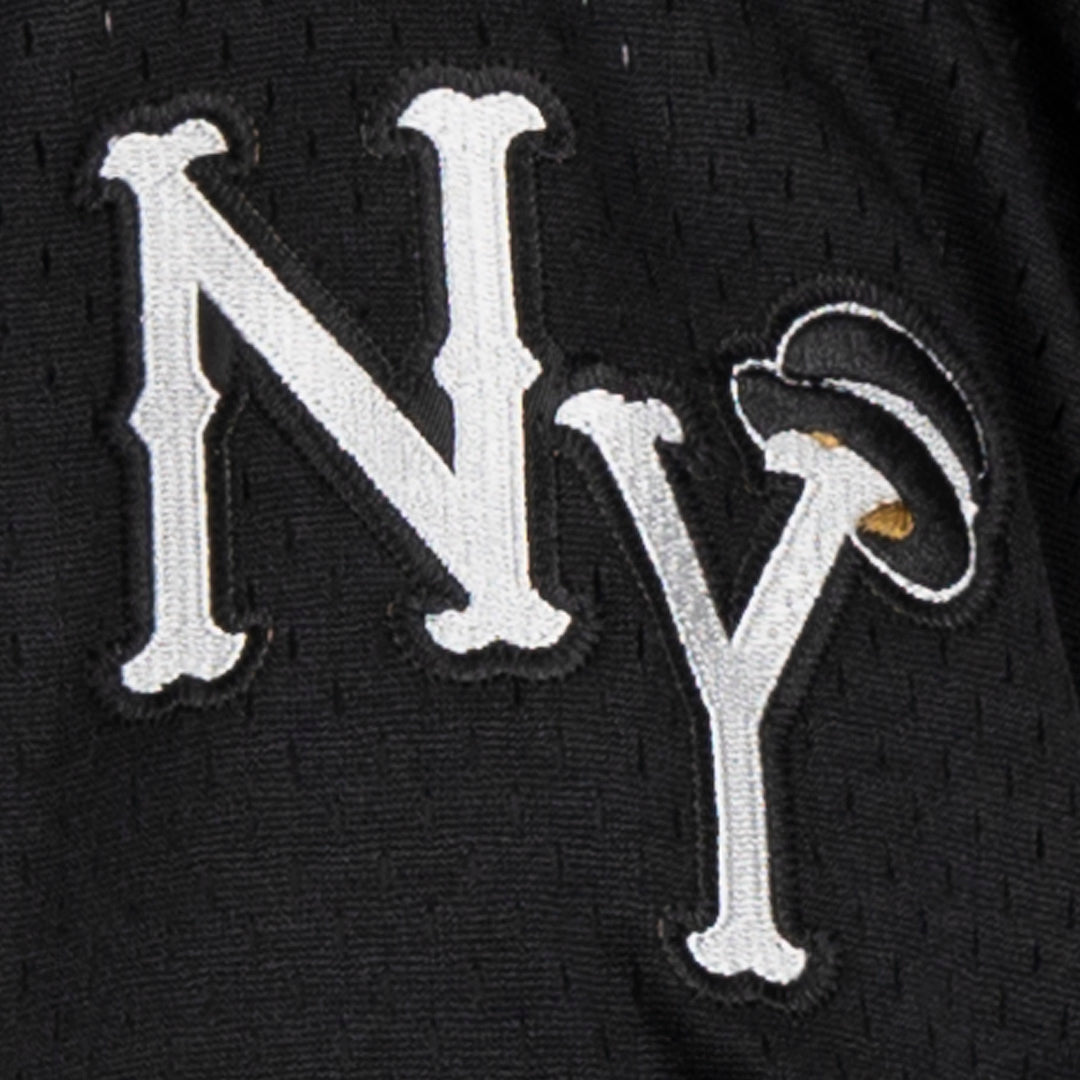 New York Black Yankees Vintage Inspired NL Replica V-Neck Mesh Jersey - Black