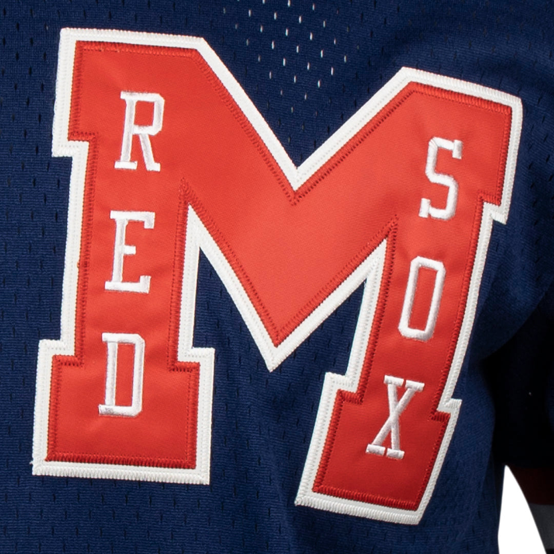 Ebbets Field Flannels Memphis Red Sox Vintage Inspired NL Pinstripe Replica V-Neck Mesh Jersey