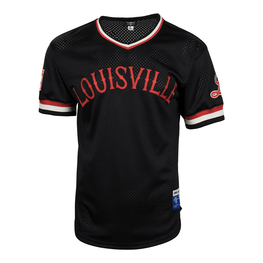 Louisville Black Caps Vintage Inspired NL Replica V-Neck Mesh Jersey