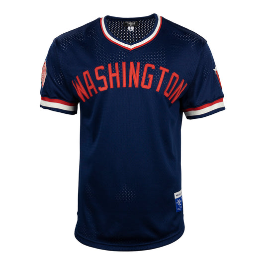 Washington Black Senators Vintage Inspired NL Replica V-Neck Mesh Jersey