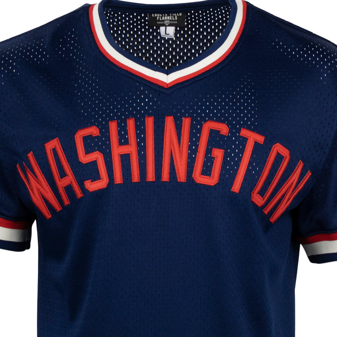 Washington Black Senators Vintage Inspired NL Replica V-Neck Mesh