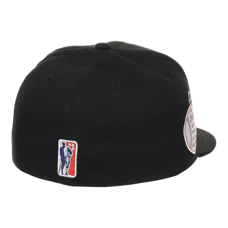 The EFF New York Black Yankees NLB Flip Fitted Ballcap features a black design with a small embroidered bat-bearing silhouette near the back edge, honoring the legacy of the Negro National League team.