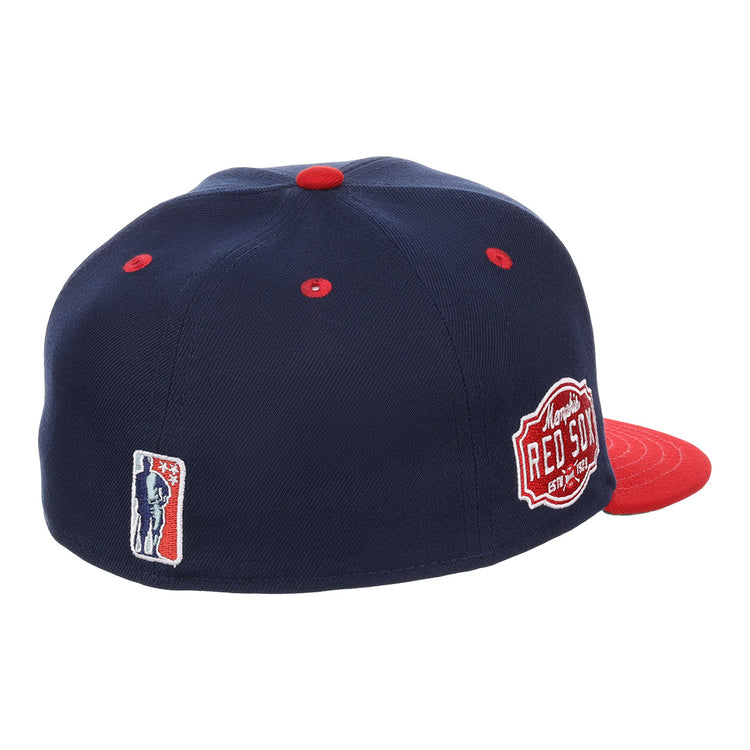 The EFF Memphis Red Sox NLB Flip Fitted Ballcap is navy with a red brim, features a side patch honoring the Negro American League, and has a batter logo on the back.