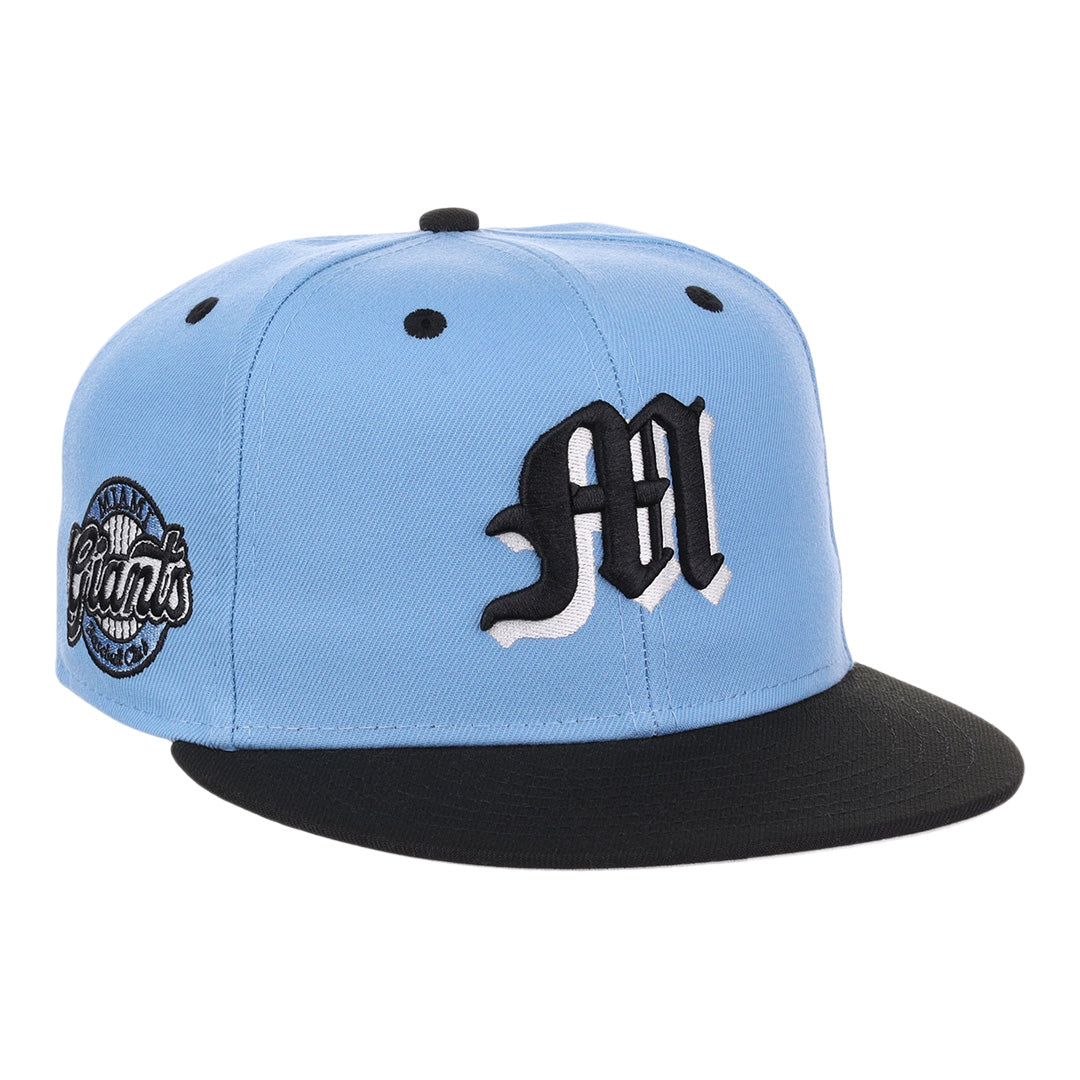 Miami Giants NLB Sky Blue Fitted Ballcap - Ebbets Field Flannels